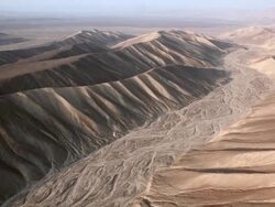 WS AERIAL View over Nazca lines and mountain top / South Of Peru, Nazca, Peru Stock Footage