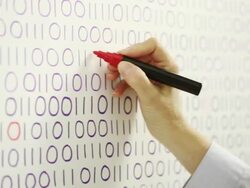 Filling in missing binary code data Stock Footage
