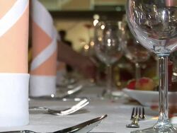 HD: Glasses On A Decorated Table Stock Footage