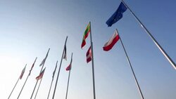 Various country flags from baltic countries Stock Footage