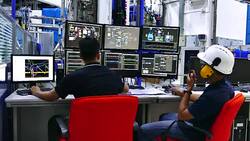 Engineer in control room Stock Footage