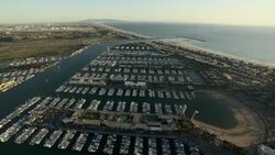 The vast manmade harbor at Marina del Rey, a community in Los Angeles County, California. Stock Footage