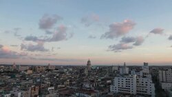 WS, panorama skyline of Havana, Cuba with slow Pan Stock Footage