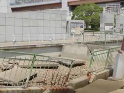 Kobe earthquake damage remains Stock Footage