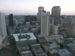 AERIAL WS View of City at sun set / New Orleans, Louisiana, United States Stock Footage