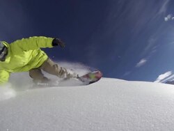 Snowboarding Fresh Snow Turn Stock Footage