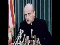 SYND 1-8-73 FATHER ROBERT DRINAN ON HIS BELIEF THAT PRESIDENT RICHARD NIXON IS IN BREACH OF THE LAW News Clip