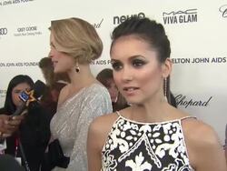 INTERVIEW - Nina Dobrev at Elton John AIDS Foundation Presents 21st Annual Academy Awards Viewing Party Stock Footage