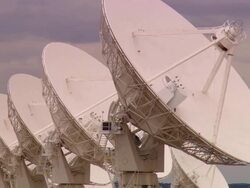 MS, DS, Rows of satellite dishes in Very Large Array, New Mexico, USA Stock Footage