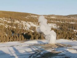 WS Geyser erupting in evening light / Yellowstone National Park, Wyoming, United  Stock Footage