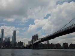 Lower Manhattan Viewed From Brooklyn Side of East River Stock Footage