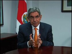 AP i/v with CRican President Arias, comment on Honduras News Clip