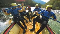 HD Super Slow-Mo: Whitewater Rafters Running The Rapids Stock Footage