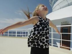 SLO MO MS Girl (6-7) on ship deck / Caribbean Stock Footage