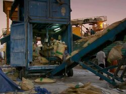 MS Unloading bags in building site / Djibouti Stock Footage