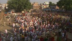 A large crowd gathers for Diwali in the streets of an Indian city. Stock Footage