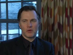 INTERVIEW - David Morrissey on how the show is produced, Andrew Lincoln's presence onset at 'Walking Dead' Season 3 David Morrissey Interview Stock Footage