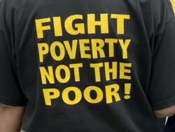 Fight Poverty Not The Poor T-Shirt in Detroit Stock Footage
