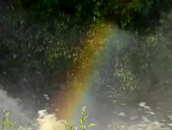 Floodwater with rainbow Stock Footage