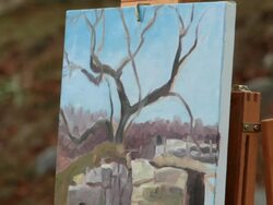 Winter plein air Stock Footage