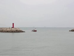 WS T/L Fishing boat sailing on Western Sea / Buangun, Jeollabukdo, South Korea Stock Footage