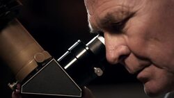 Old man in observatory Stock Footage