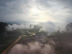 Guilin Hills in Mist at Sunrise Stock Footage