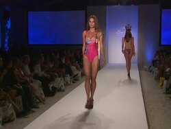 Models walk the runway during the Lisa Blue swimwear 2012 show Stock Footage