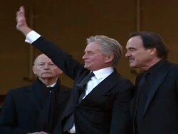 Michael Douglas, Shia LaBeouf, director Oliver Stone, Josh Brolin, Cannes Film Festival President Gilles Jacob, Frank Langella and Carey Mulligan at the Wall Street: Money Never Sleeps Red Carpet: Cannes Film Festival 2010 at Cannes . Stock Footage