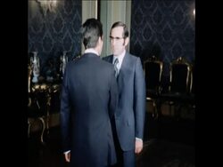 SYND 26 11 76 SPANISH PREMIER SUAREZ VISIT IN LISBON News Clip