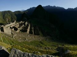 T/L, WS, HA, sunrise over Machu Picchu ruins / Peru Stock Footage