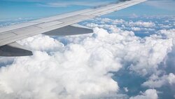 Aircraft wing and beautiful cloud Stock Footage