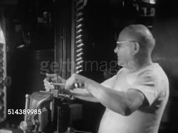 1952: THE MONONGAHELA RIVER: LABOR: VS Various workers, including steel mill factory worker in full protective suit, coal miner, & members of the Shannopin diesel towboat, including watchmen, chief engineer, Captain Bill Cunningham, & deckhands. Instructional Video