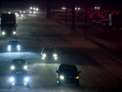 MS Cars rolling on road at night / Minneapolis, Minnesota, United States Stock Footage