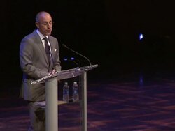 SPEECH - Matt Lauer on Dan Brown setting a series of codes to crack before their interview could take place at Dan Brown at Lincoln Center: An Evening of Codes, Symbols and Secrets Stock Footage