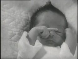 A baby rubs its eyes and yawns in a crib. News Clip