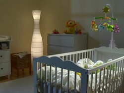 HD DOLLY: Beautiful Nursery Room At Night Stock Footage
