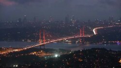 Istanbul Bosphorus Bridge at night Stock Footage