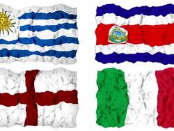 Brazil world cup 2014 group D flags Stock Footage