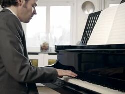 Pianist composing music Stock Footage