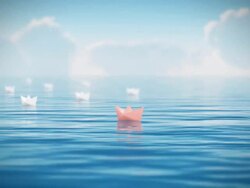 Paper boats floating. Stock Footage