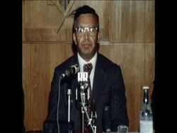 UNUSED 18 3 81 FOREIGN MINISTER OF IRAQ SA'DUN HAMMADI SPEAKING AT A PRESS CONFERENCE IN LISBON News Clip