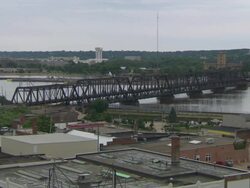 WS Shot of Rock Island Mississippi river & bridge / Rock Island, Minnesota, United States Stock Footage