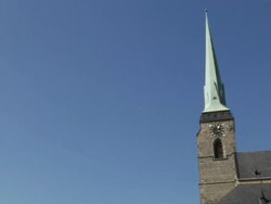 Pan Right  Shot St Bartholomews Cathedral Pilsen West Bohemia Czech Republic Stock Footage