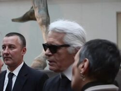 Karl Lagerfeld at 'Fendi for Fountains' Press Conference at Campidoglio on January 28, 2013 in Rome, Italy. (Footage by WireImage Video/Getty Images) Stock Footage