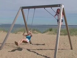 Girlfriends on a Swing Stock Footage