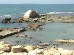 Ruined Roman Palace by the Sea Stock Footage