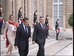 Sarkozy and UK PM Brown at working lunch ahead of EU summit News Clip