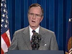Bush Press Conference on Persian Gulf Conflict Pt 4 Stock Footage