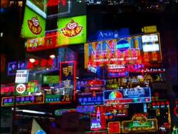MS Neon signs on Kowloon street, Hong Kong Stock Footage